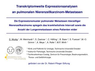 Transkriptomweite Expressionsanalysen an pulmonalen Nierenzellkarzinom-Metastasen