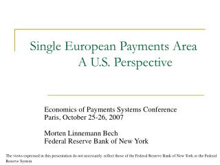 Single European Payments Area A U.S. Perspective