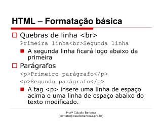 HTML – Formatação básica