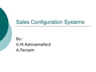 Sales Configuration Systems