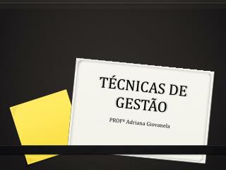 TÉCNICAS DE GESTÃO