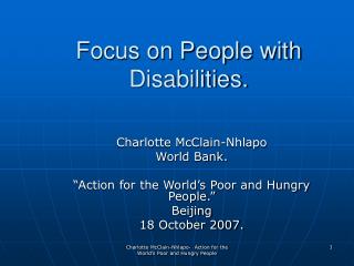 Focus on People with Disabilities.