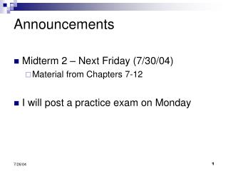 Announcements