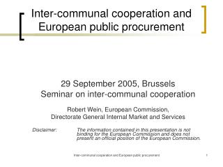 Inter-communal cooperation and European public procurement
