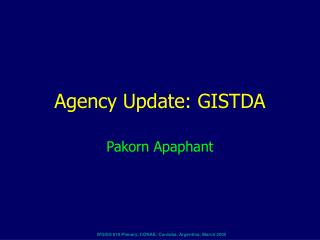 Agency Update: GISTDA