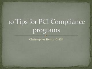 10 Tips for PCI Compliance programs