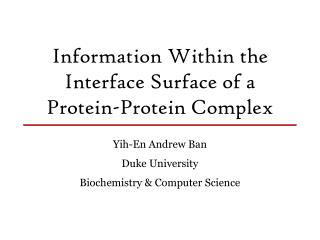 Information Within the Interface Surface of a Protein-Protein Complex