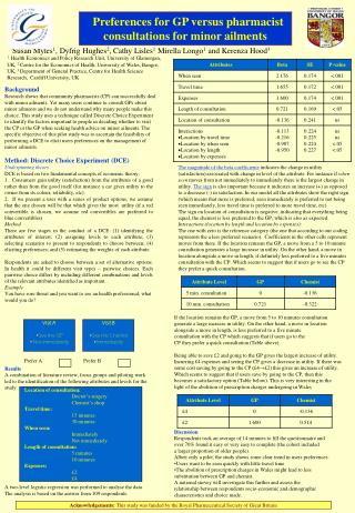 Preferences for GP versus pharmacist consultations for minor ailments