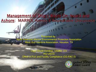 Management of Ship’s Waste On-board and Ashore : MARPOL Annex V Roundtable Discussion