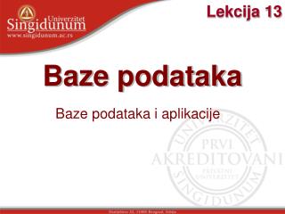 Baze podataka i aplikacije