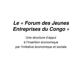 Le « Forum des Jeunes Entreprises du Congo »