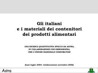 Gli italiani e i materiali dei contenitori dei prodotti alimentari