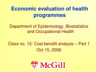 Economic evaluation of health programmes