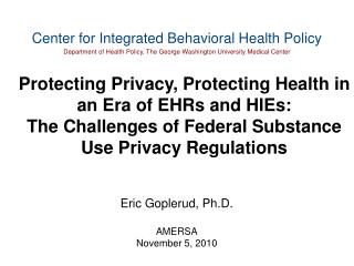 Center for Integrated Behavioral Health Policy