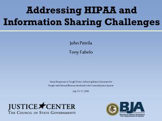 Addressing HIPAA and Information Sharing Challenges