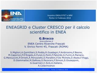 Incontro ENEA/UTICT e MM Portici 12 Febbraio 2014
