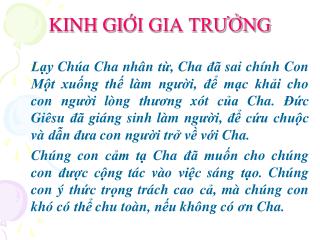 KINH GI ỚI GIA TRƯỞNG