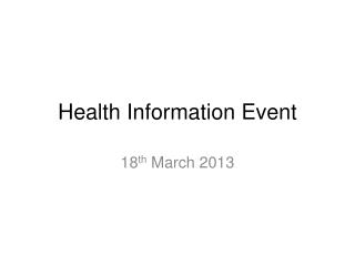 Health Information Event