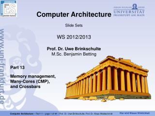 Part 13 Memory management, Many-Cores (CMP), and Crossbars