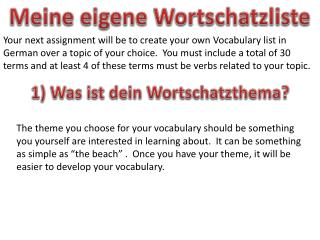 Meine eigene Wortschatzliste