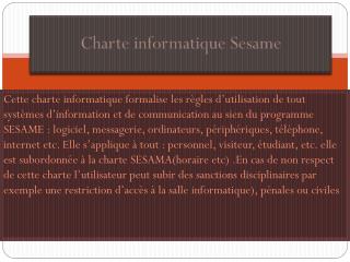 Charte informatique Sesame