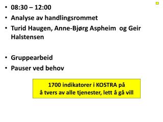 08:30 – 12:00 	 Analyse av handlingsrommet