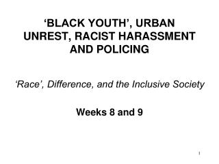 ‘BLACK YOUTH’, URBAN UNREST, RACIST HARASSMENT AND POLICING