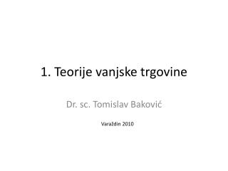 1. Teorije vanjske trgovine