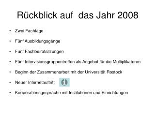 Rückblick auf das Jahr 2008