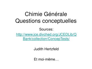 Chimie Générale Questions conceptuelles