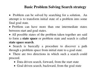 Basic Problem Solving Search strategy