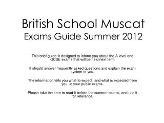 British School Muscat Exams Guide Summer 2012