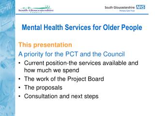 Mental Health Services for Older People