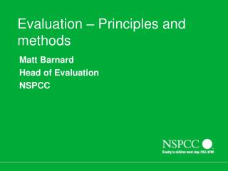 Evaluation – Principles and methods