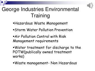 George Industries Environmental Training