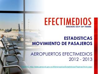 ESTADISTICAS MOVIMIENTO DE PASAJEROS AEROPUERTOS EFECTIMEDIOS 2012 - 2013