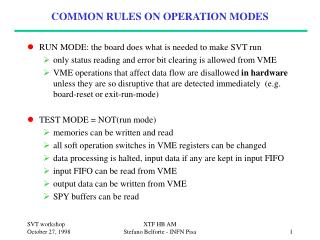 COMMON RULES ON OPERATION MODES