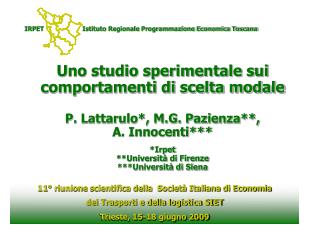 IRPET Istituto Regionale Programmazione Economica Toscana