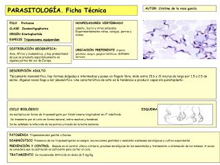 PARASITOLOGÍA. Ficha Técnica