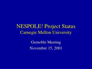 NESPOLE! Project Status Carnegie Mellon University