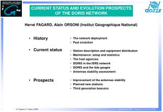 CURRENT STATUS AND EVOLUTION PROSPECTS OF THE DORIS NETWORK