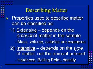 Describing Matter