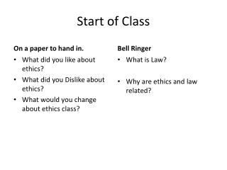 Start of Class