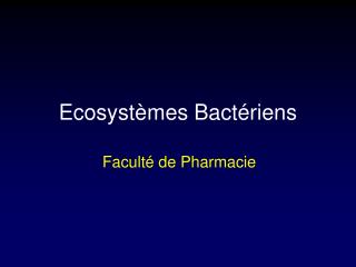 Ecosystèmes Bactériens