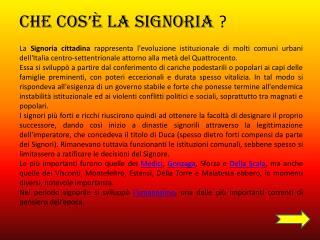 Che cos’è la signoria ?