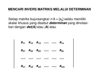 MENCARI INVERS MATRIKS MELALUI DETERMINAN