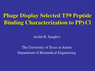 Phage Display Selected T59 Peptide Binding Characterization to PPyCl