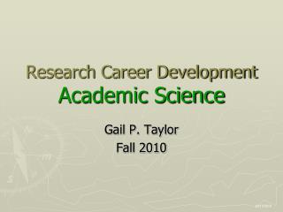 Research Career Development Academic Science