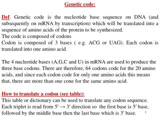 Genetic code: