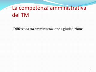 La competenza amministrativa del TM